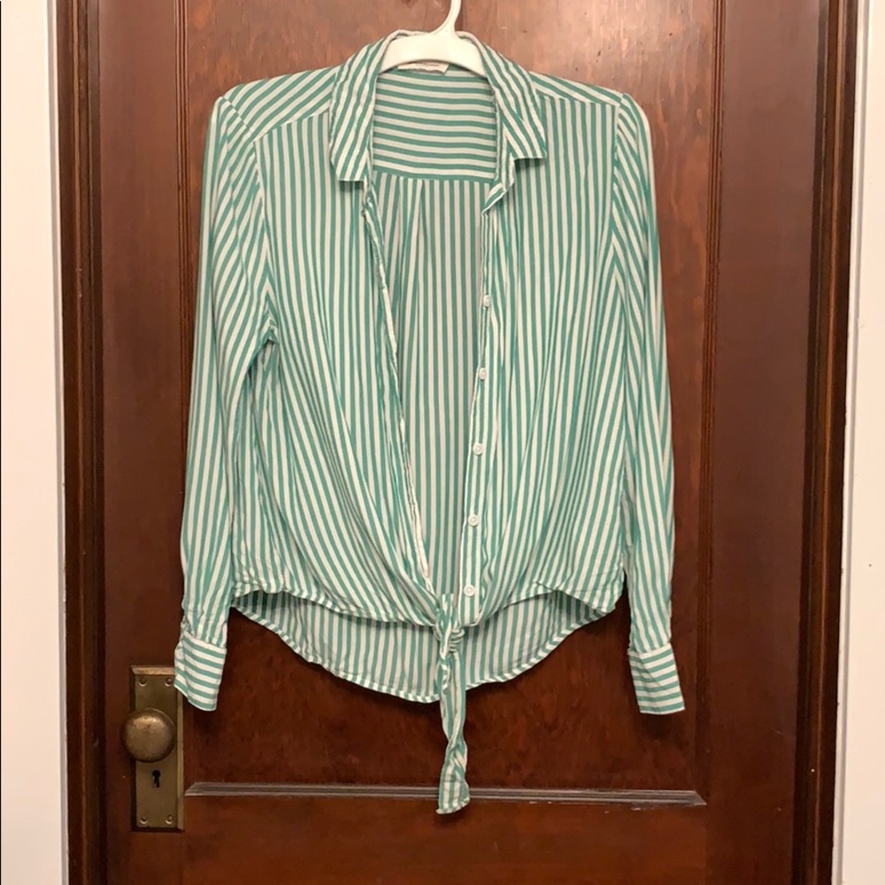 Beach Lounge Green\White Striped Blouse